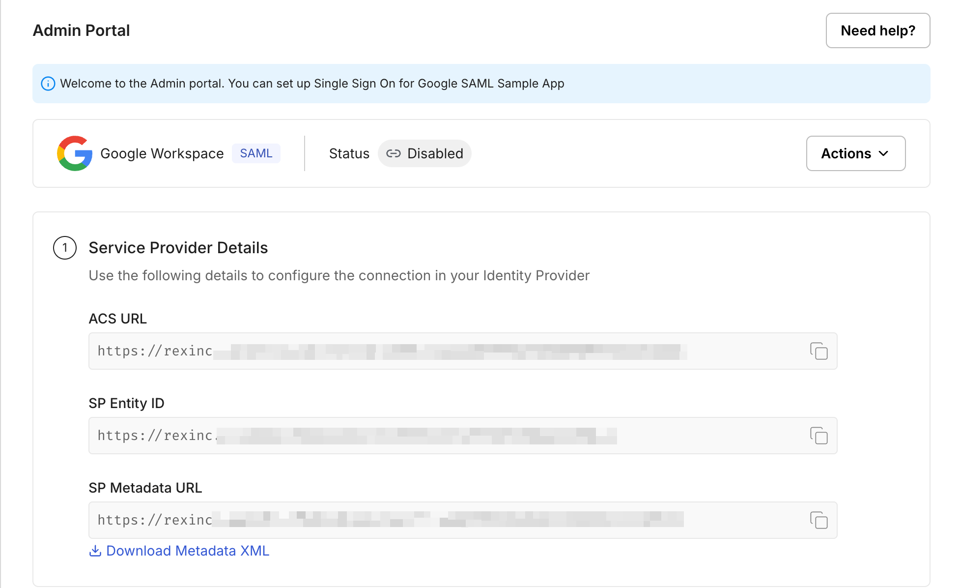 SSO Config Portal
