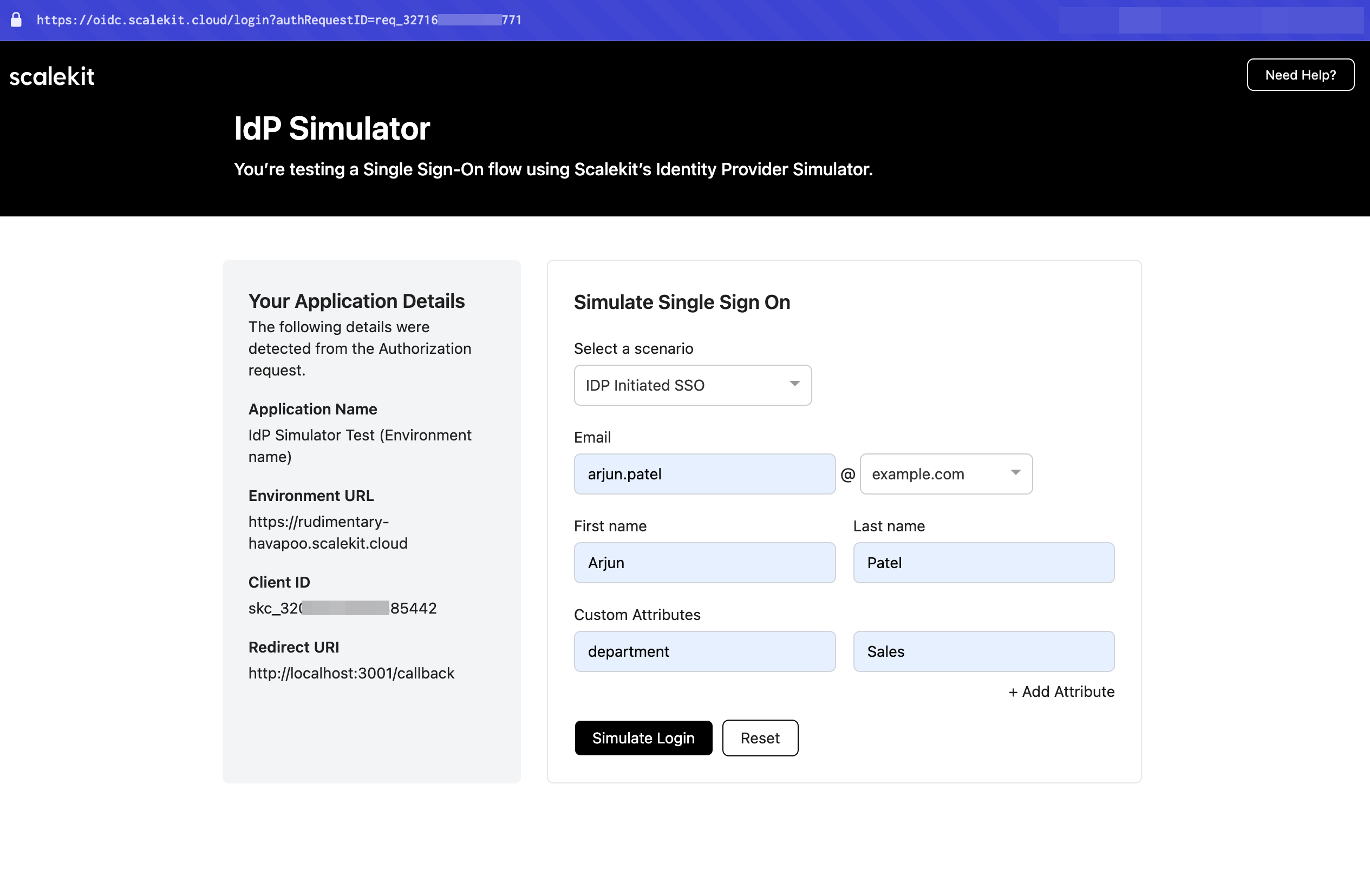 IdP initiated SSO form