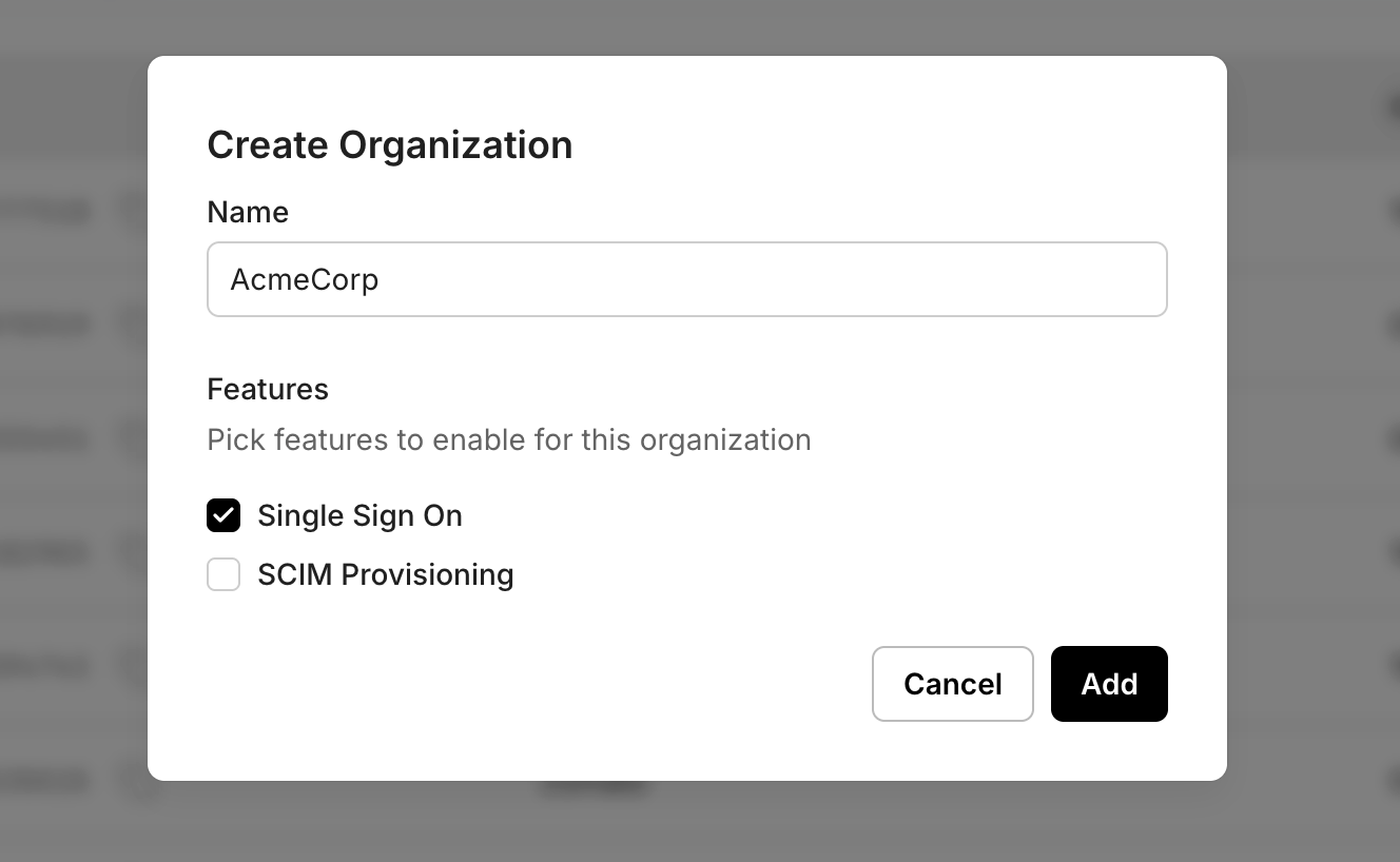 Create Organization